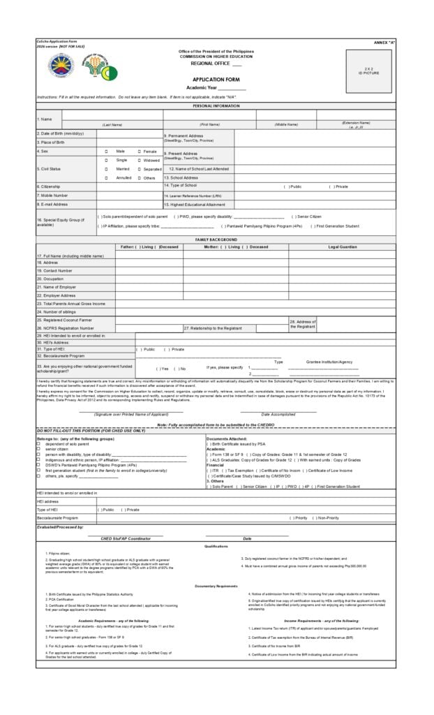 Ched CoScho Application Form