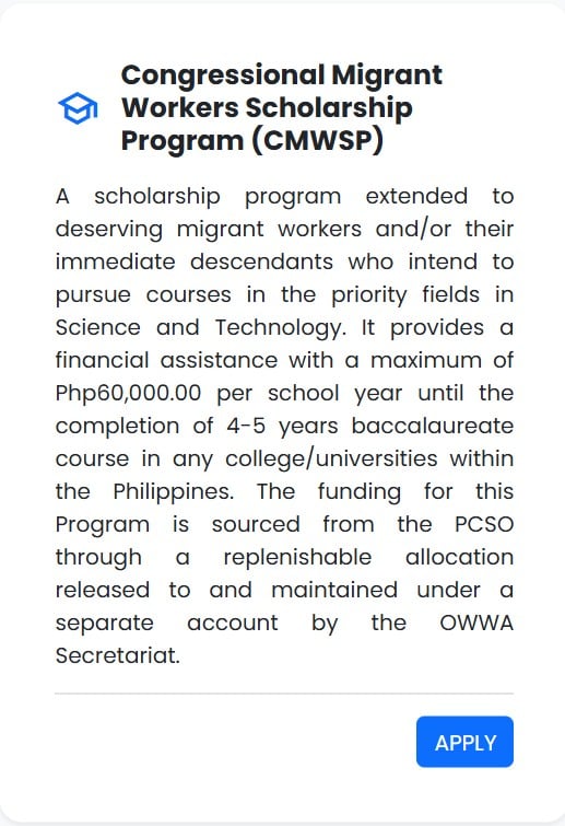OWWA CMWSP Scholarship 1