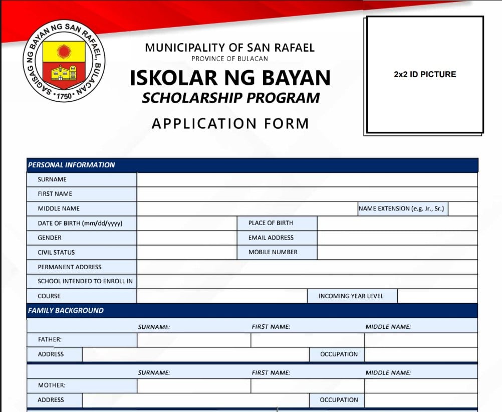Iskolar ng Bayan Scholarship form