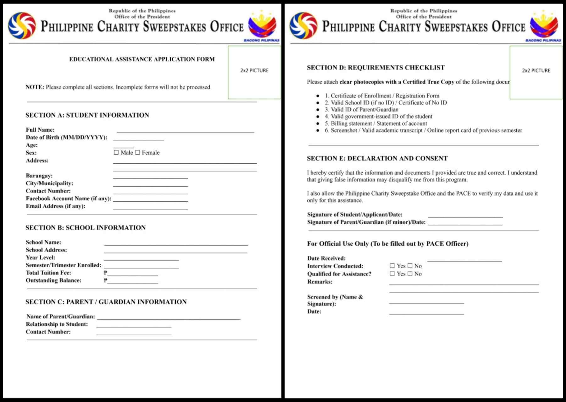 PCSO APPLICATION FORM